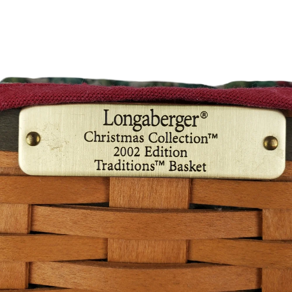 LONGABERGER 2002 Christmas Traditions Basket w/ Liner & Plastic Protector